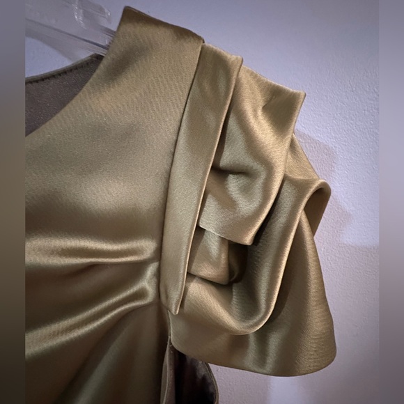 ABS by Allen Schwartz Green puff sleeve dress w/side zip 4. Perfect Holidays/NYE - Picture 4 of 6